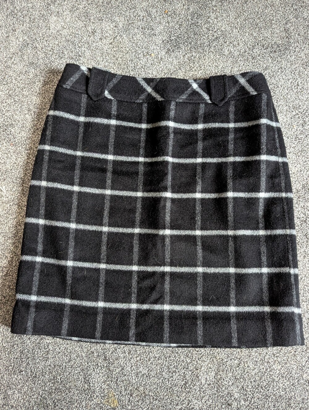 Talbots Black Plaid Wool-Blend Mini Skirt